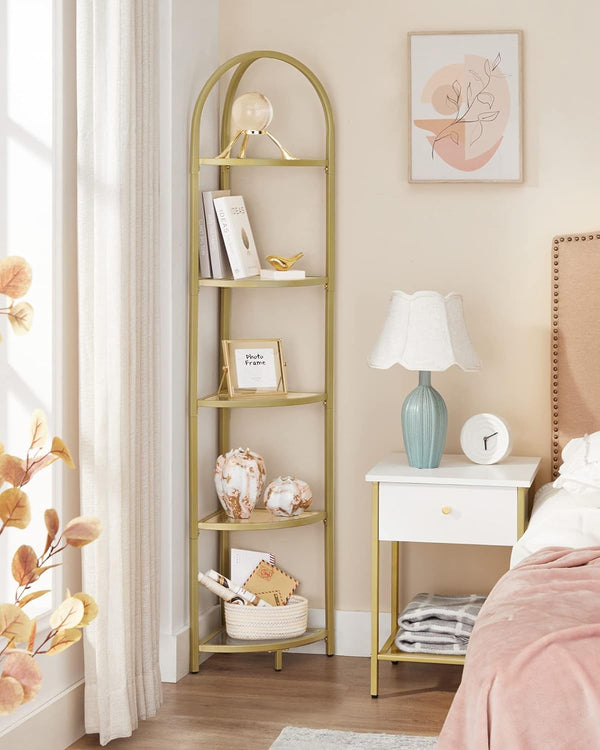 5-Tier Corner Shelf Stand with Tempered Glass - Karrari