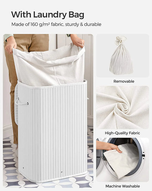 Foldable Laundry Hamper 72L - Lid & Handles