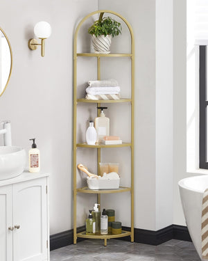 5-Tier Corner Shelf Stand with Tempered Glass - Karrari