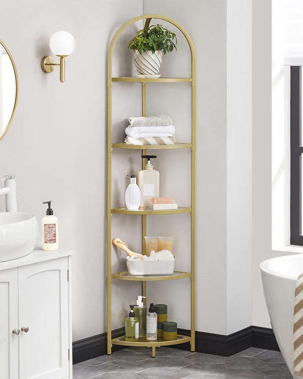5-Tier Corner Shelf Stand with Tempered Glass - Karrari