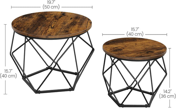 2-Piece Round Coffee Tables with Removable Tops