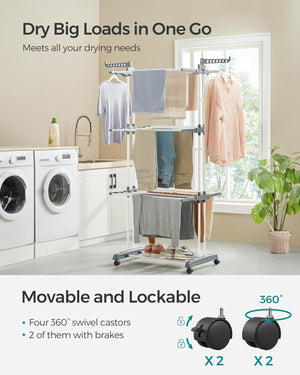Large 4-Tier Foldable Clothes Airer – Stainless Steel - Karrari