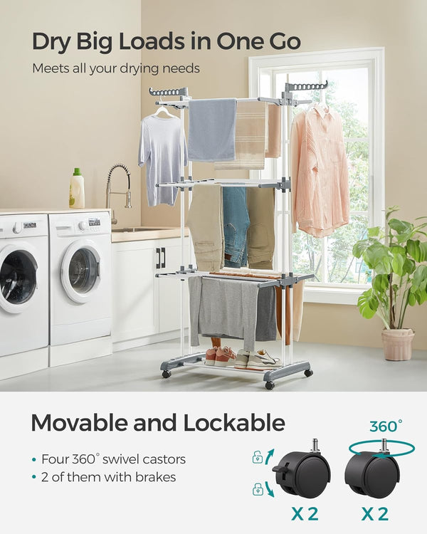 Large 4-Tier Foldable Clothes Airer – Stainless Steel - Karrari