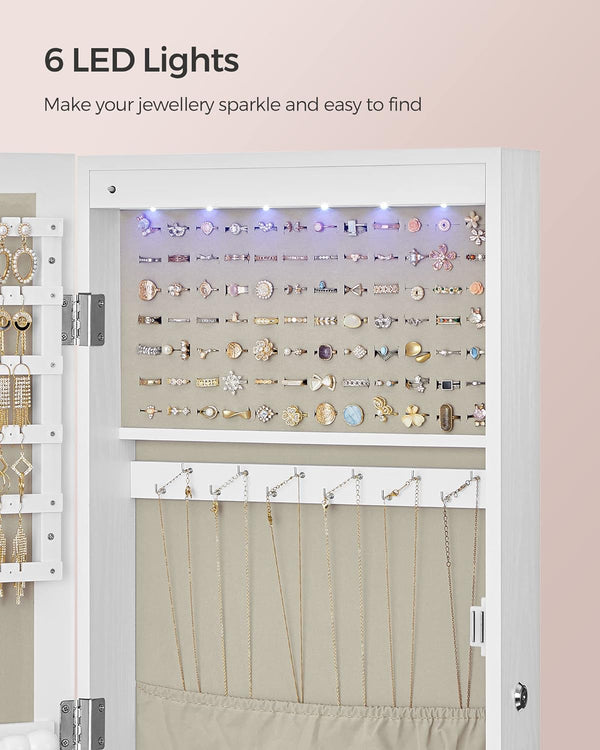 Wall Mounted Lockable Jewellery Cabinet with Mirror - Karrari