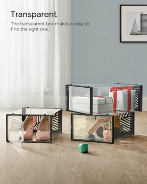 Set of 18 Clear Stackable Shoe Storage Boxes