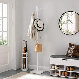 Adjustable Wooden Coat Rack with 8 Hooks