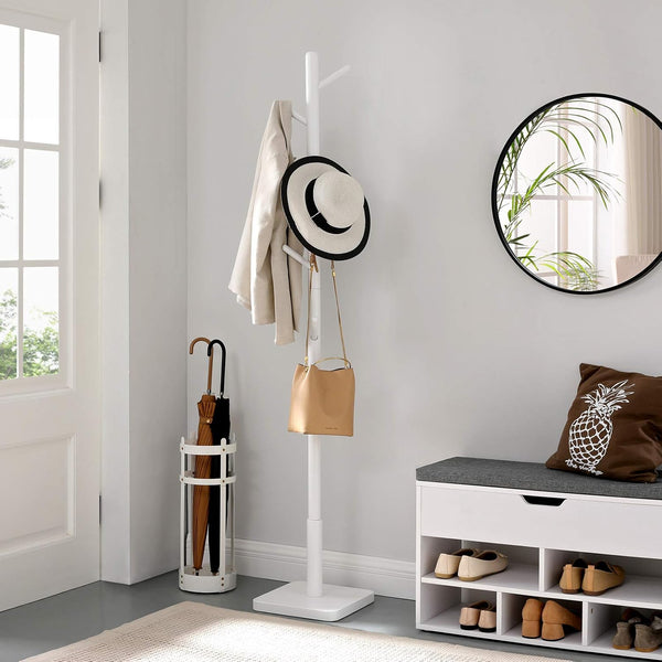 Adjustable Wooden Coat Rack with 8 Hooks