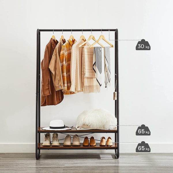 Clothes Rack with 2 Shelves & 6 Hooks - Karrari