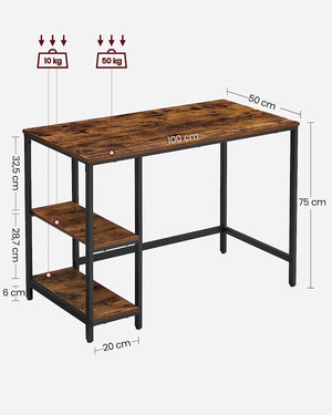 Industrial Computer Desk with Shelves - Karrari