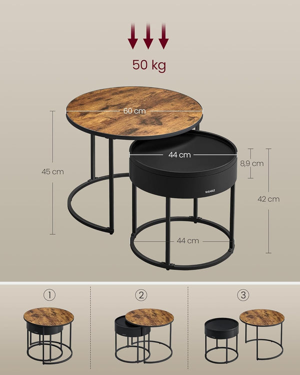 Nesting Coffee Tables with Storage - Karrari