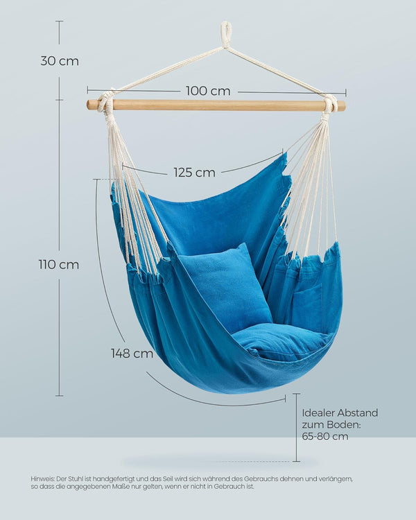 Comfort Hanging Swing Chair with Cushions - Blue
