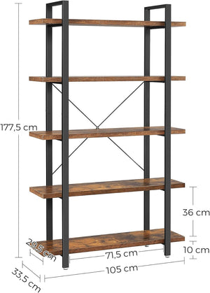 5-Tier Industrial Bookshelf - Karrari