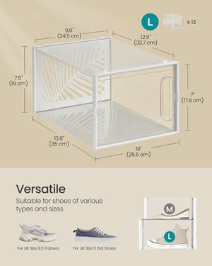 Set of 12 Clear Stackable Shoe Storage Boxes - Karrari