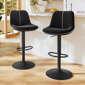 Ergonomic Velvet Bar Chairs for Kitchen Island (Set of 2)