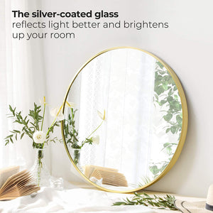 Round Wall Mirror - Gold Metal Frame - Karrari