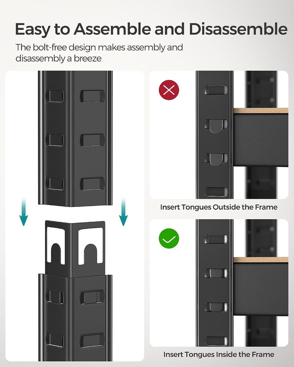 5-Tier Garage Shelving Unit - Steel, Boltless & Durable (30x75x150cm)