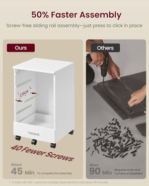 Pedestal File Cabinet with Wheels - Cloud White - Karrari