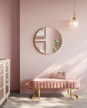 Round Wall Mirror - Gold Metal Frame - Karrari