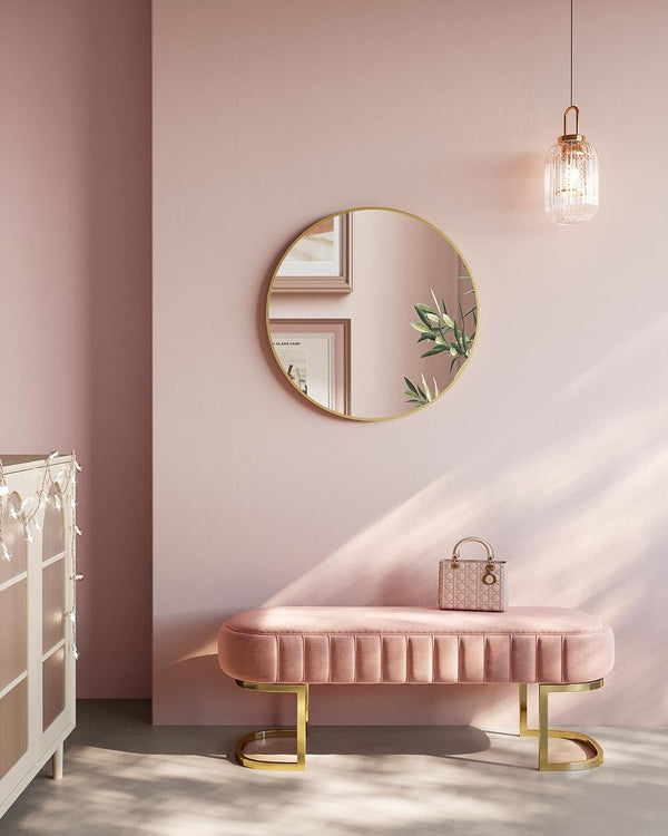 Round Wall Mirror - Gold Metal Frame - Karrari