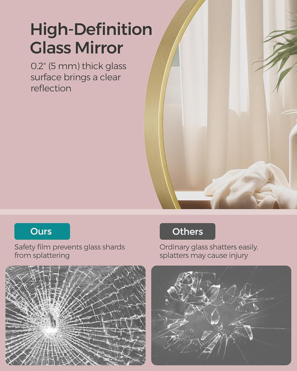 Round Wall Mirror - Gold Metal Frame - Karrari