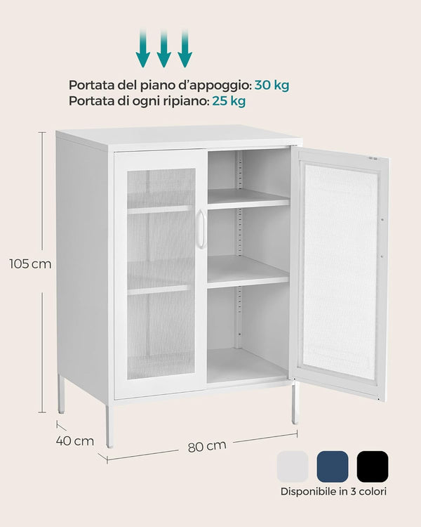 3-Tier Metal Cabinet with Mesh Doors - Karrari