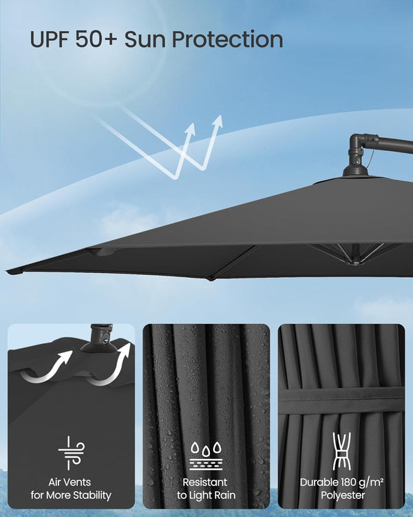 Cantilever Sunshade Parasol, 3m with Base