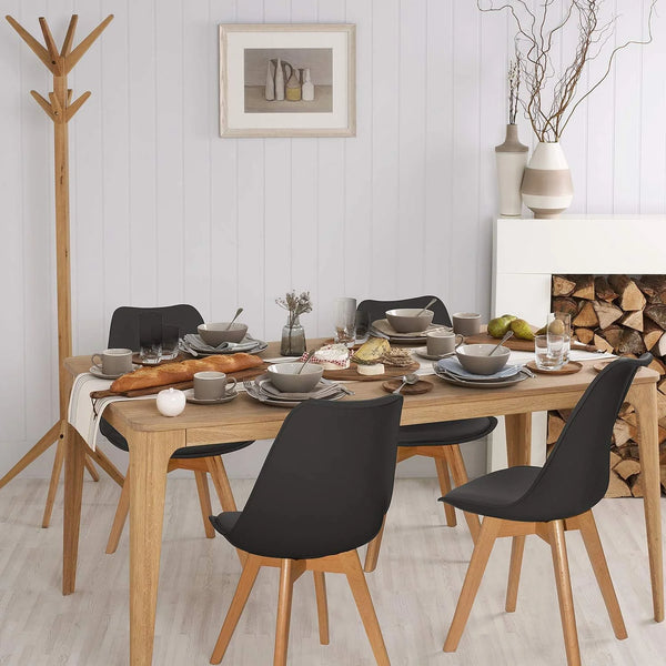 Set of 2 Modern Dining Chairs with Padded Seat & Wood Legs