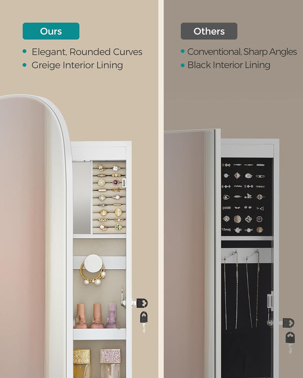 Lockable LED Jewellery Cabinet with Mirror - Karrari