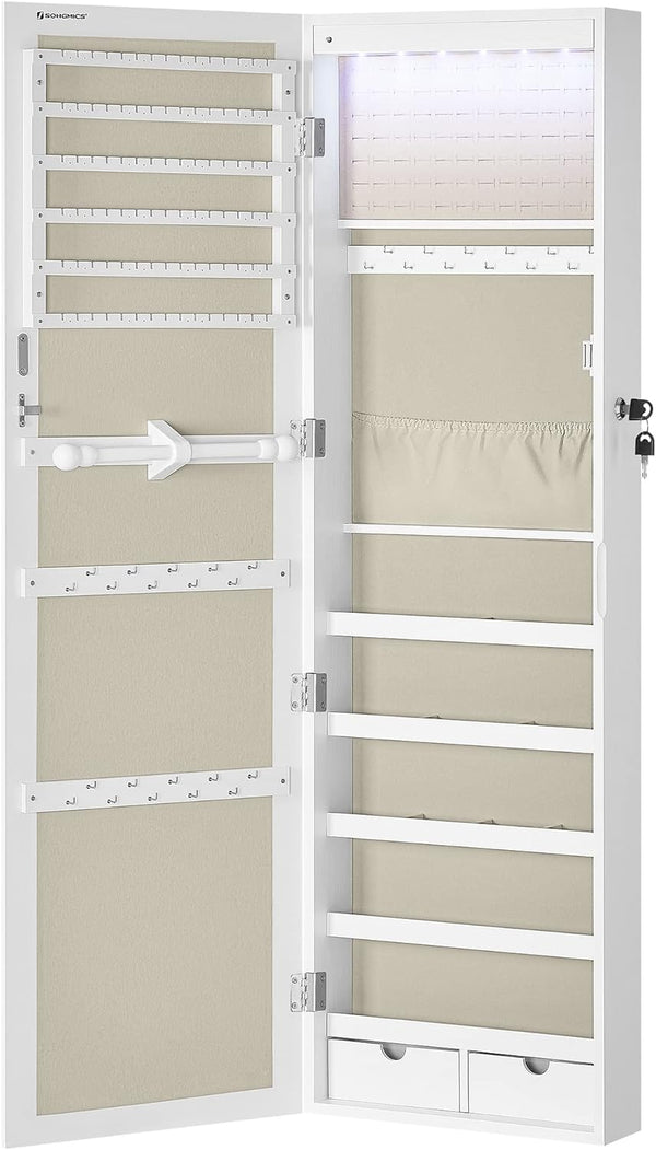 Wall Mounted Lockable Jewellery Cabinet with Mirror - Karrari