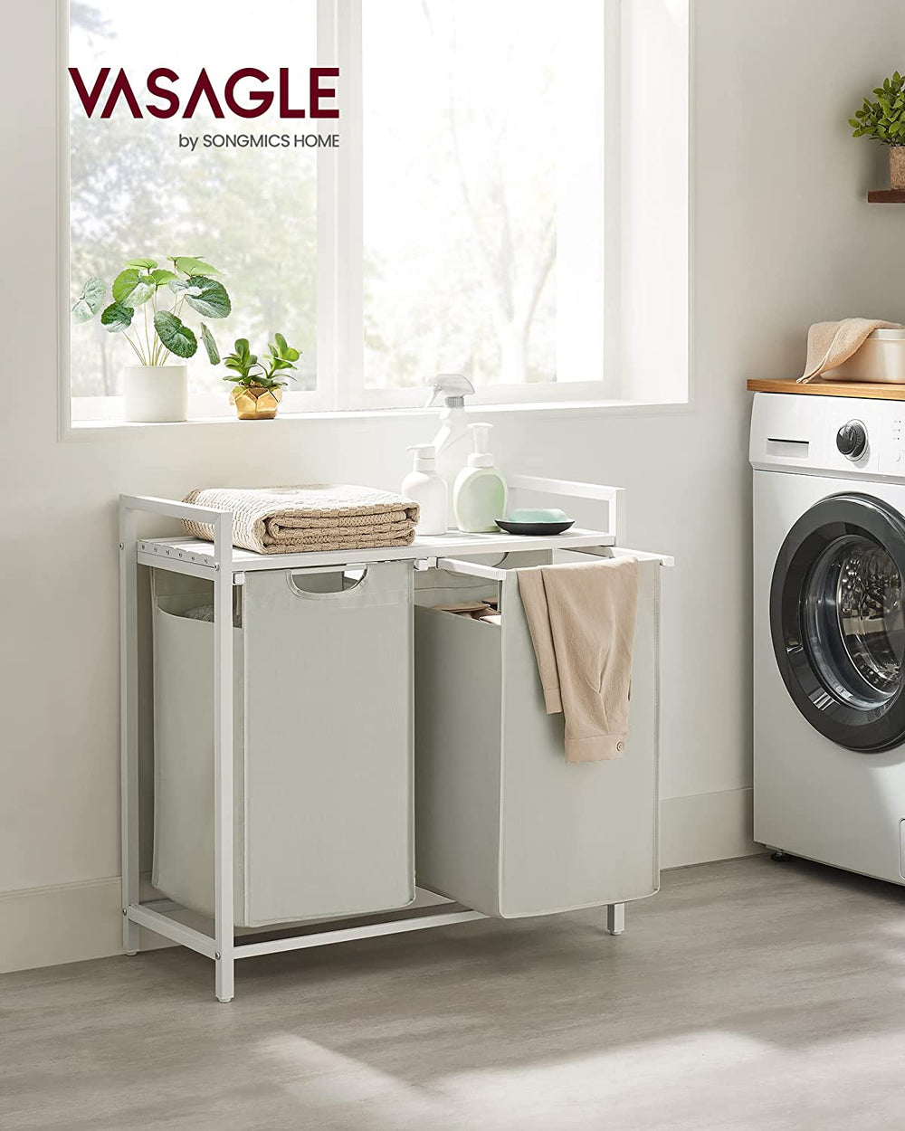 Laundry Hamper - 2 Removable Oxford Fabric Bags - Karrari