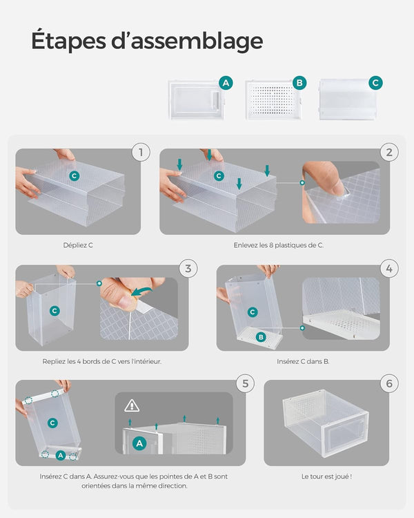 Pack of 18 Stackable Shoe Storage Boxes