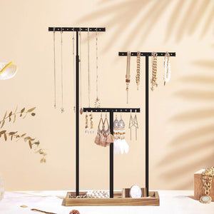 2-in-1 Jewellery Display Stand - Adjustable T-Bars & Tray