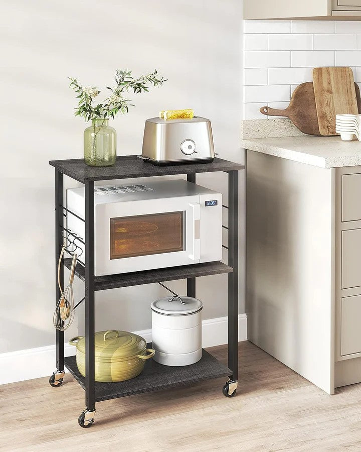 3-Tier Black Kitchen Trolley - Karrari