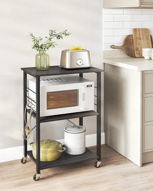 3-Tier Black Kitchen Trolley - Karrari