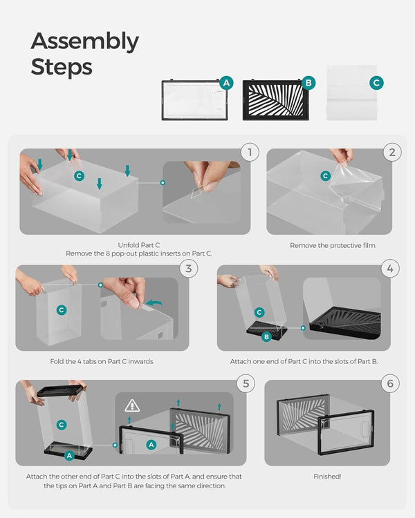 Set of 18 Clear Stackable Shoe Storage Boxes