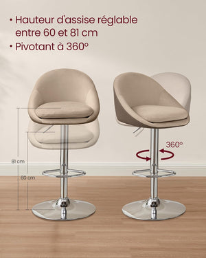 Set of 2 Adjustable Bar Stools - Camel Brown - Karrari