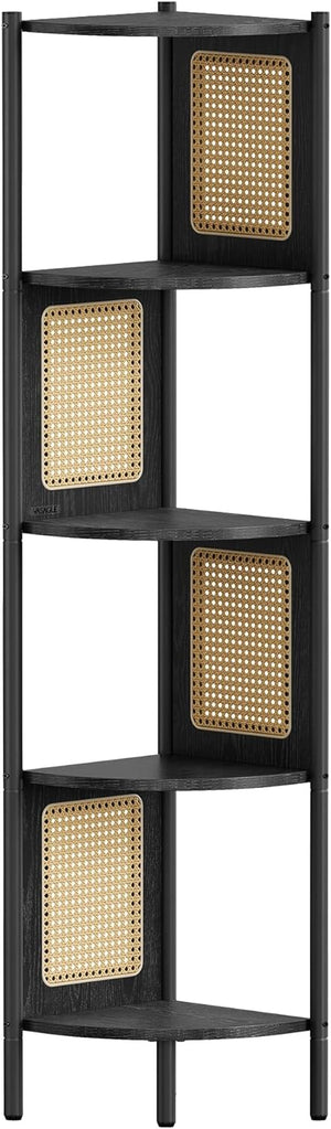 5-Tier Corner Shelf with Rattan Sides - Karrari