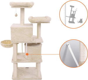 Cat Tree Play Tower 2 Caves Beige