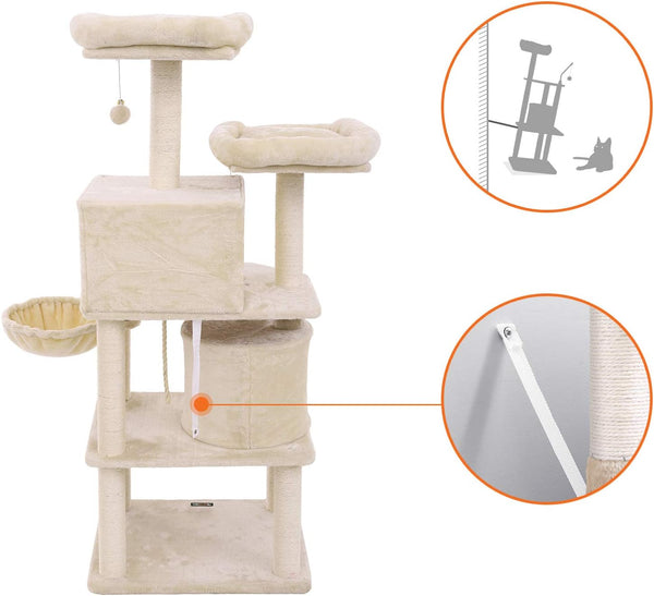 Cat Tree Play Tower 2 Caves Beige