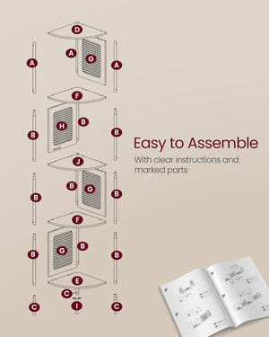 5-Tier Corner Shelf with Rattan Sides - Karrari