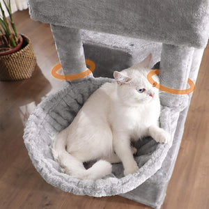 Light Grey Cat Tree with Scratching Post & 3 Houses - Karrari