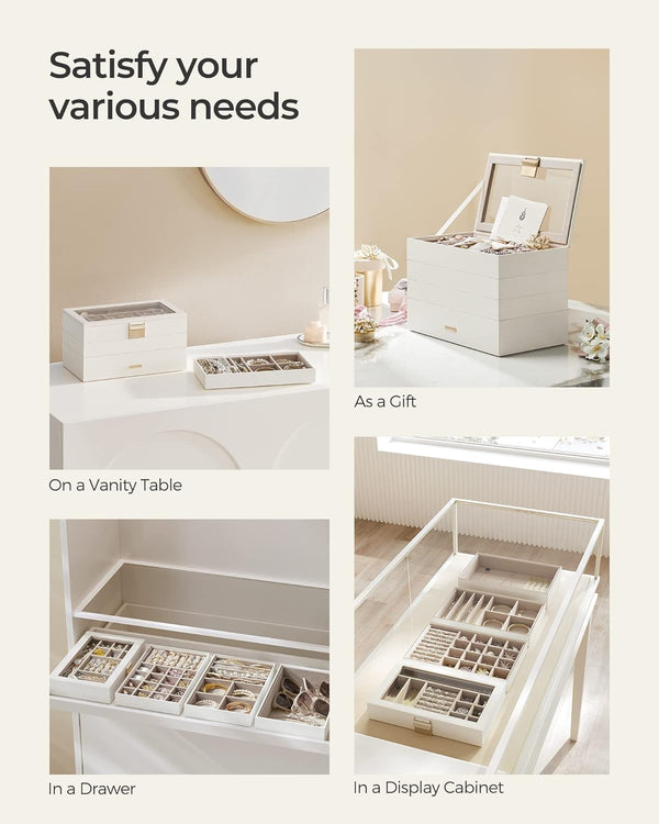4-Tier Stackable Jewellery Box with Glass Lid - Karrari