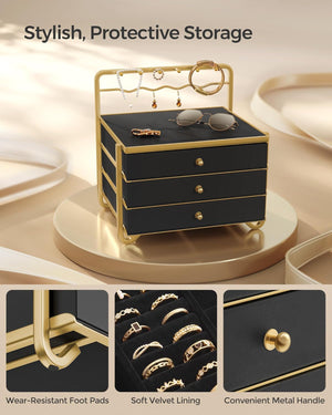 3-Tier Jewellery Organizer - Drawers & Hanging Rack