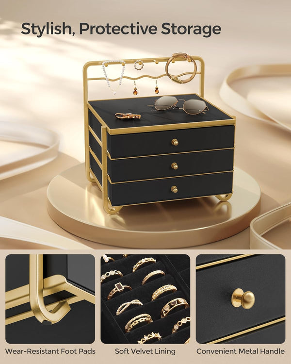 3-Tier Jewellery Organizer - Drawers & Hanging Rack