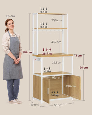 Standing Kitchen Shelf with Sockets, Hooks & Worktop Storage - Karrari