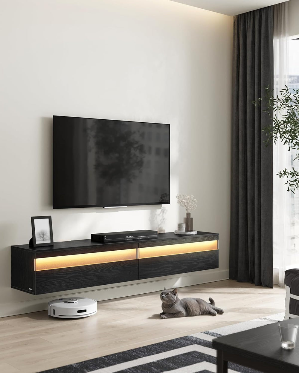 Modern Hanging TV Unit – Wall-Mounted with LED - Karrari