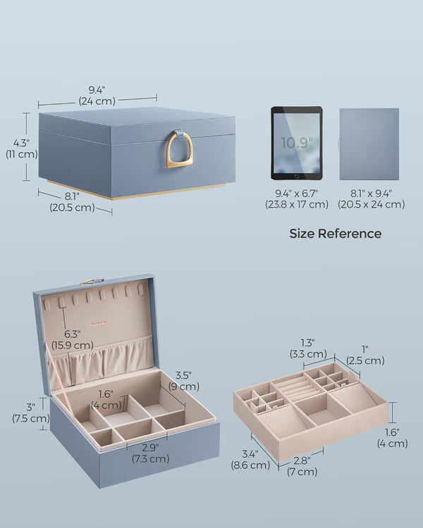 2-Layer Jewellery Box with Handle - Removable Tray