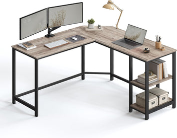 Computer Desk, L-Shaped Corner Desk, Gaming Desk, Workstation with 2 Storage Shelves