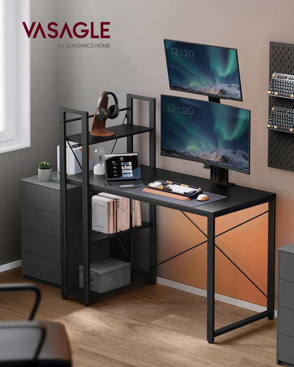 Computer Desk with Storage Shelves Reversible