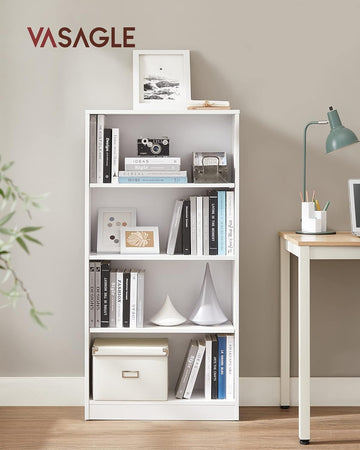 4 Tier Bookcase with Adjustable Shelves, Children's Bookshelf and Storage Unit for Study Home Office, 60 x 24 x 121 cm